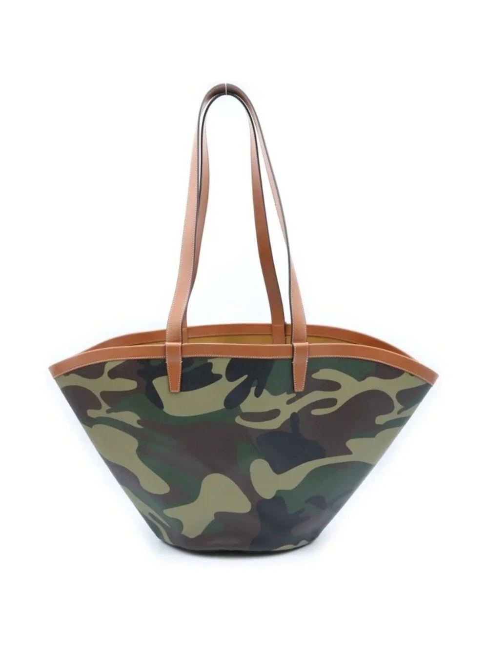 Celine Couffin Large Camouflage Pattern Shoulder Bag Tote Khaki Brown